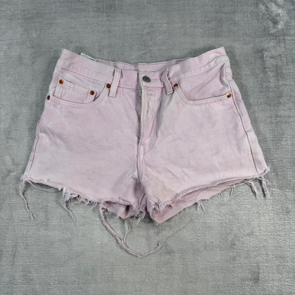 Levis Shorts Womens 27 Pink Denim Cut Off High Rise 501 Original Festival Boho